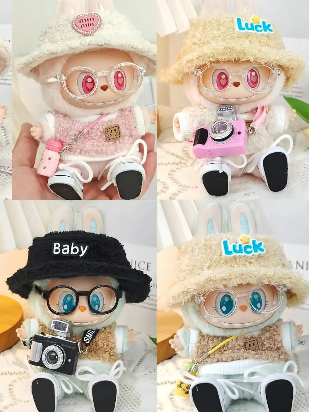 Mini Plush Doll'S Clothes Outfit Accessories For Korea Kpop Exo Labubu V1 V2 Idol Dolls Goose Dinosaur Macaron Clothing Gift