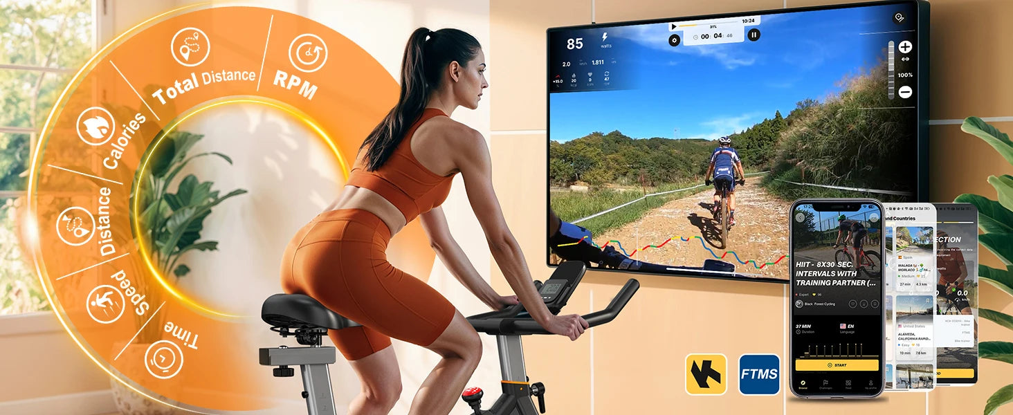 Fysiq Os3 Magnetic Exercise Bike – Quiet Indoor Fitness Bike with Lcd Display, Bluetooth & Adjustable Resistance