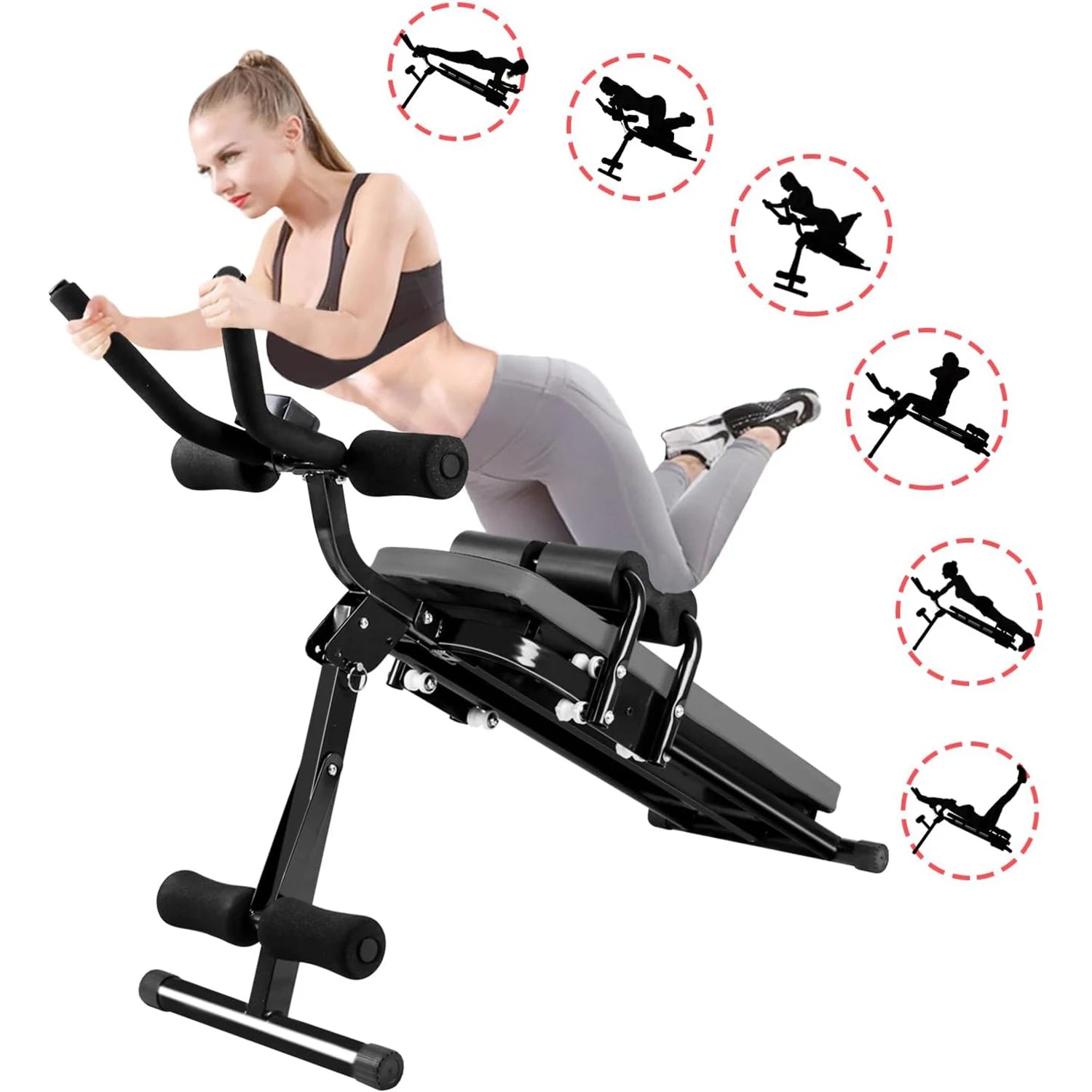 Abdominal Trainer Home Multifunctional Training Device for Full Body Training Abdominal Ab Machine with LCD Monitor up to 150 kg