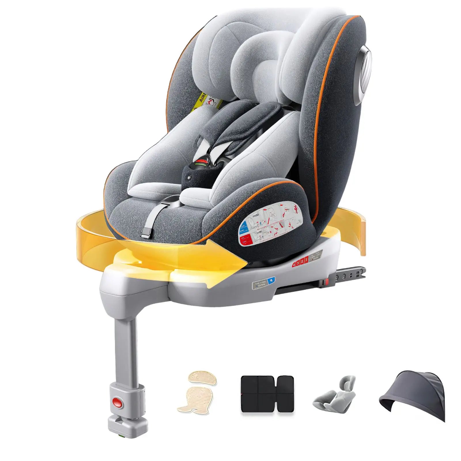 Child Seat 360-degree rotating car seat Simple portable seat removable and adjustable infant car seat for children 1-12 years ol