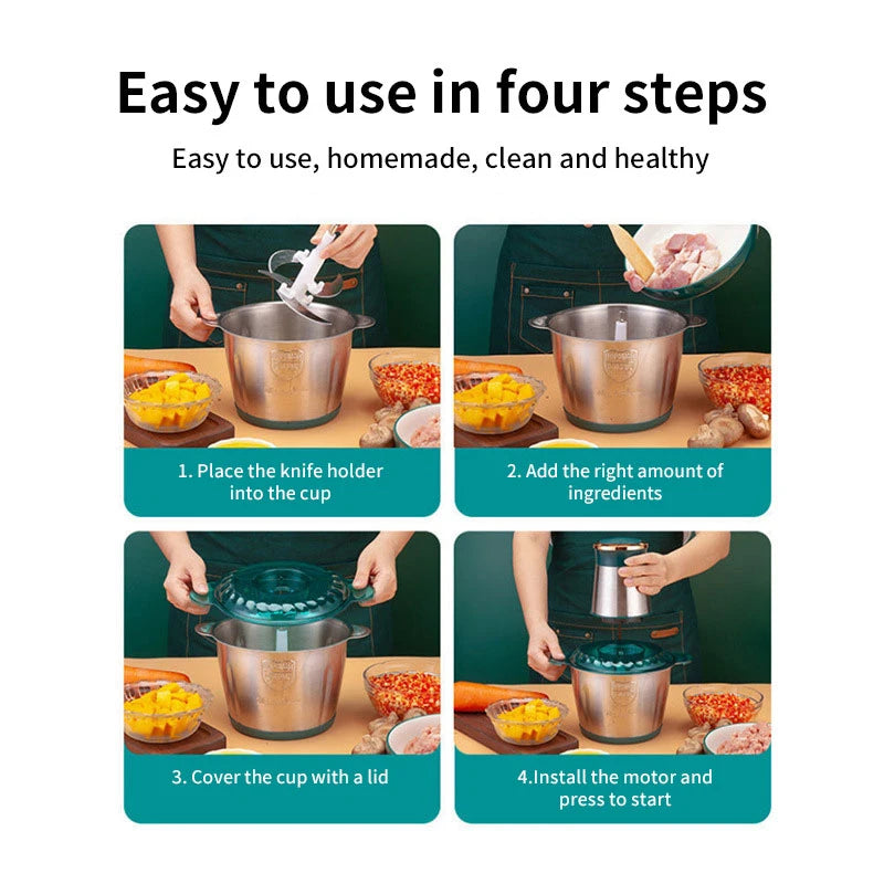 2L/5L Electric Meat Grinder Food Processor Chopper Stainless Steel Kitchen light Machine Chopper Slicer Machine Home Grinder