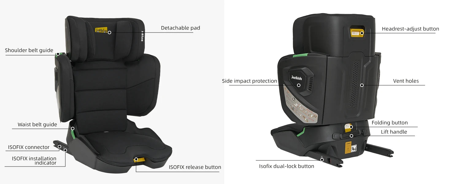 Jovikids Rober Portable Highback Baby Car Seat Booster i-Size 100-150cm