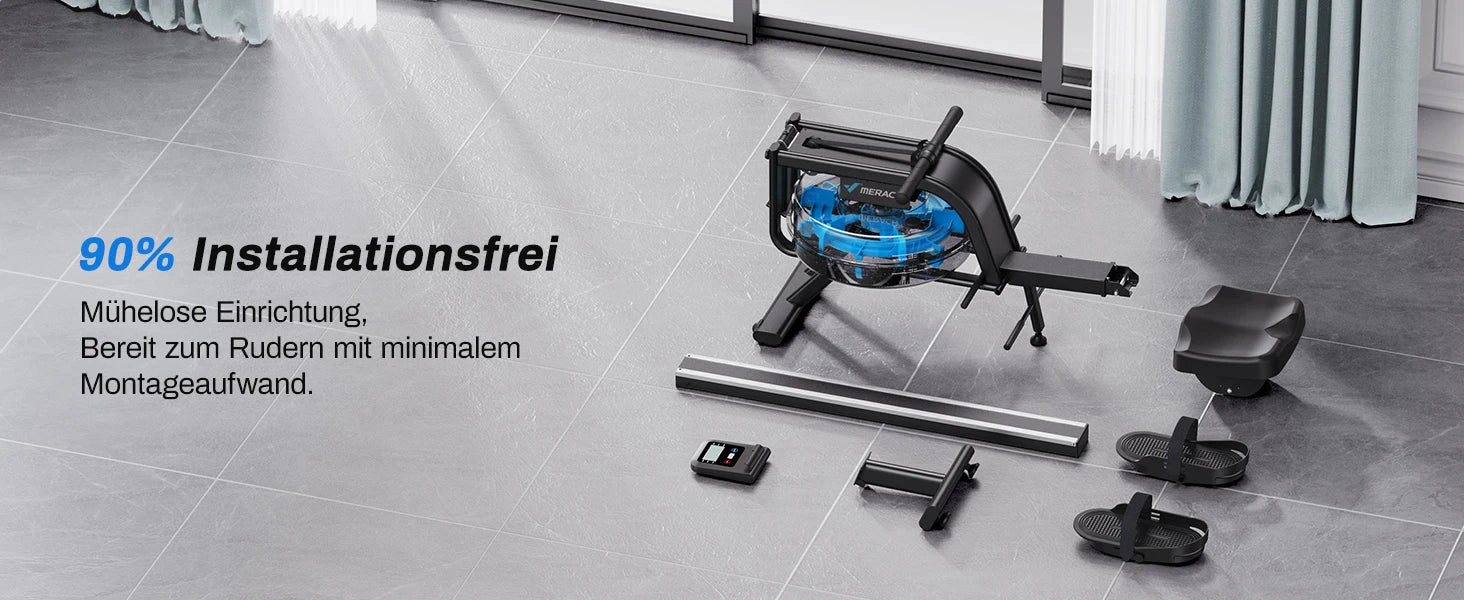 MERACH Water Rowing Machines 16 Levels of Quiet Resistance Foldable Compact Rowing Machine 350 LB Weight Capacity with Bluetooth