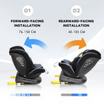 Reecle 360 Child Baby Car Seat with ISOFIX, 40-150cm (Group 0+ 1/2/3, 0-36 kg), Approx. 0-12 Years