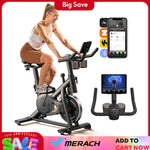 MERACH Exercise Bike Brake Pad Stationary Bike Low Noise Indoor Cycling Bike 270lbs Weight Capacity Tablet Mount Fitness Courses