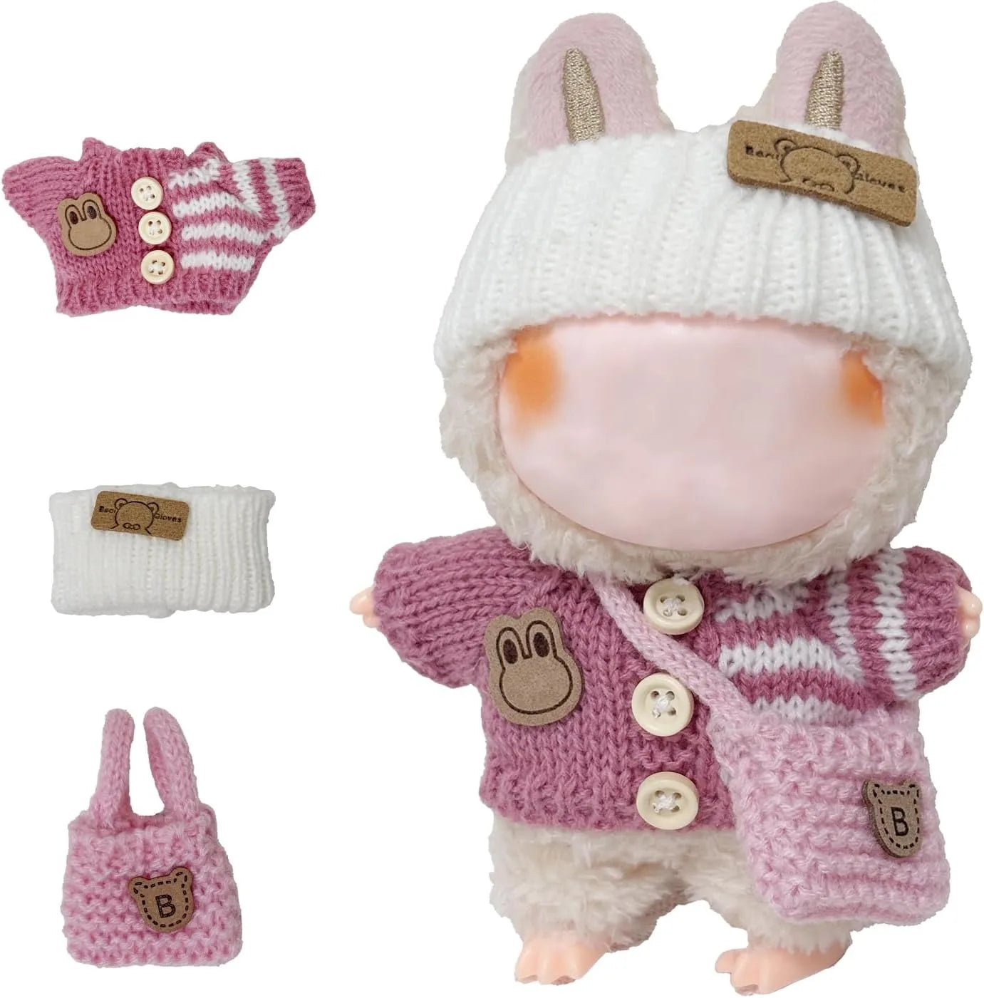 Mini Plush Doll'S Clothes Outfit Accessories For Korea Kpop Exo Labubu V1 V2 Idol Dolls Goose Dinosaur Macaron Clothing Gift