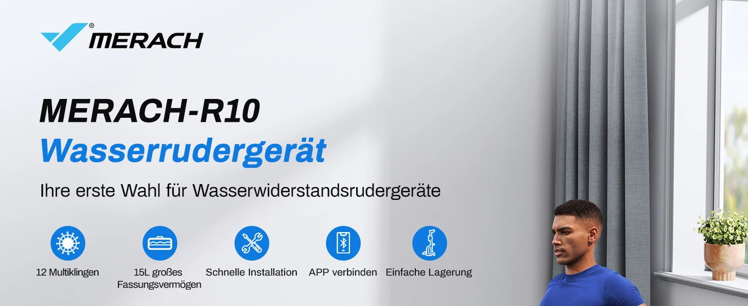 MERACH Water Rowing Machines 16 Levels of Quiet Resistance Foldable Compact Rowing Machine 350 LB Weight Capacity with Bluetooth