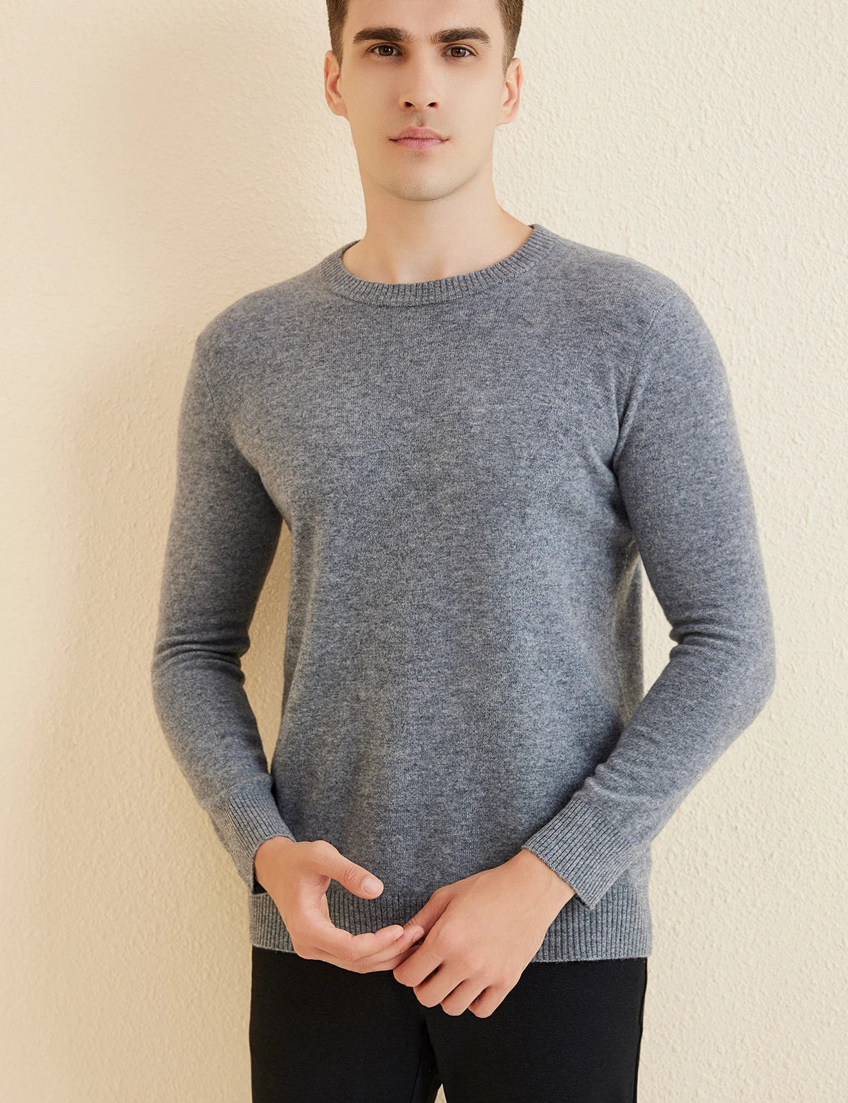 Sweater for Men 100% Merino Wool Knit Sweaters New Fall Winter Warm Long Sleeve Pullover Male Soft Jumper Korean Luxury Clothing
