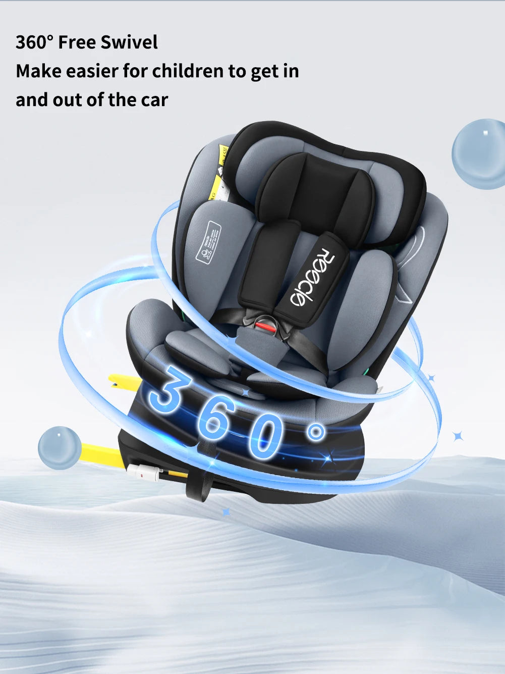 Reecle 360 Child Baby Car Seat with ISOFIX, 40-150cm (Group 0+ 1/2/3, 0-36 kg), Approx. 0-12 Years