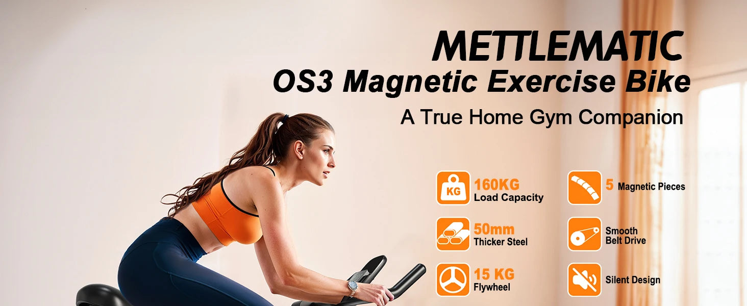Fysiq Os3 Magnetic Exercise Bike – Quiet Indoor Fitness Bike with Lcd Display, Bluetooth & Adjustable Resistance