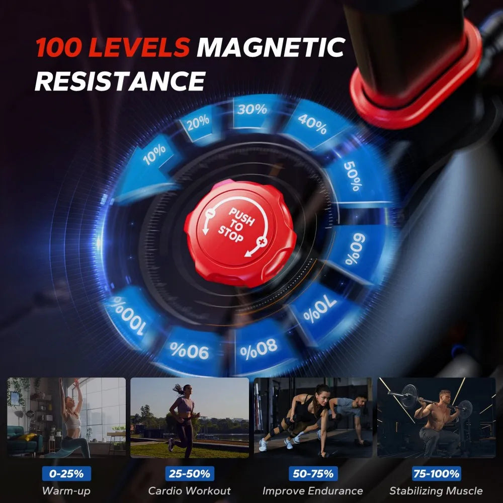 Merach S38 Exercise Bike, Supports 300 pounds, 25dB, Fit for144-188cm, ABS Pulley, High-Density Foam and Dual Spring Suspension