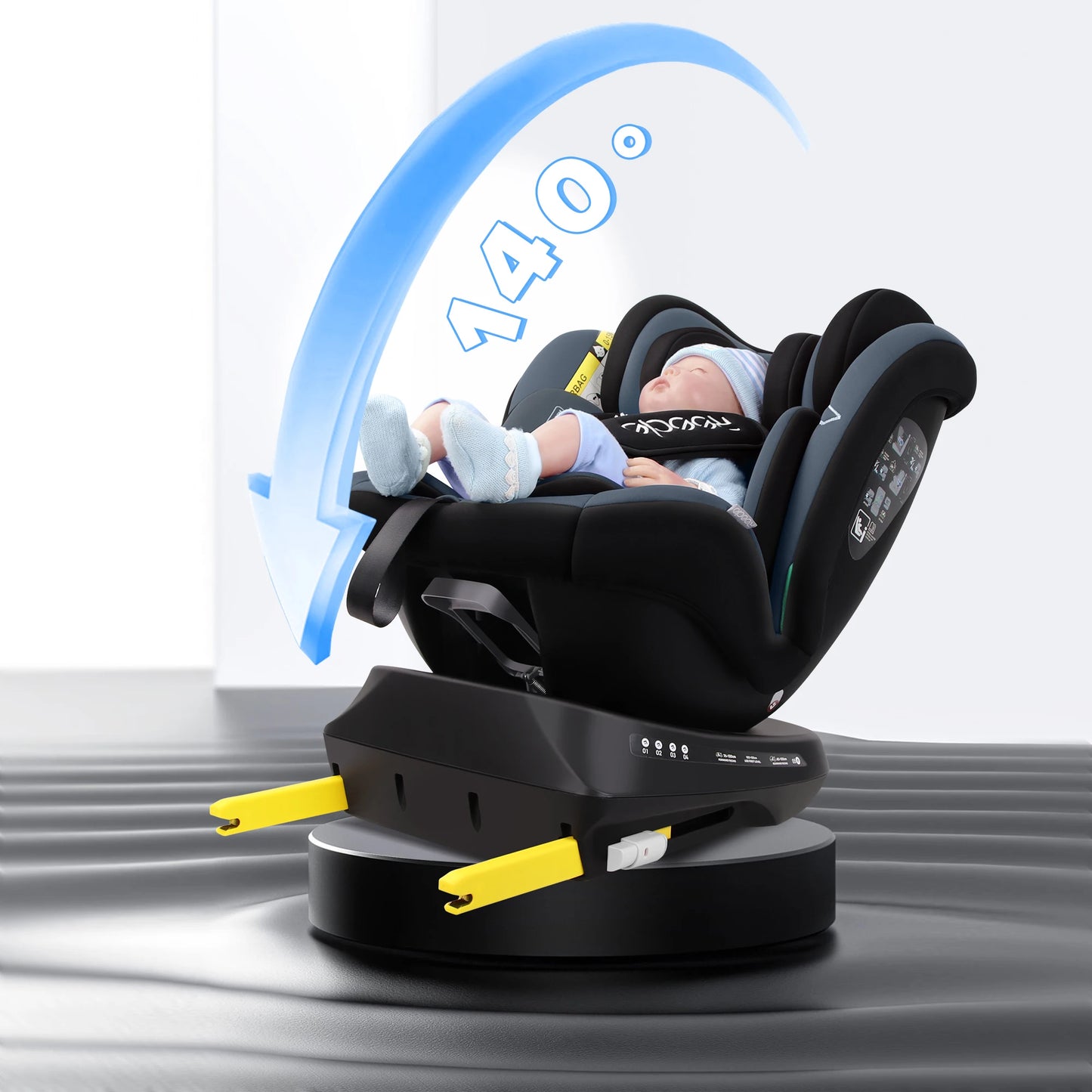 Reecle Baby Child Car Seat with ISOFIX, 360 swivel, from Newborn to 12 Years Old, 40-150cm, ECE R129