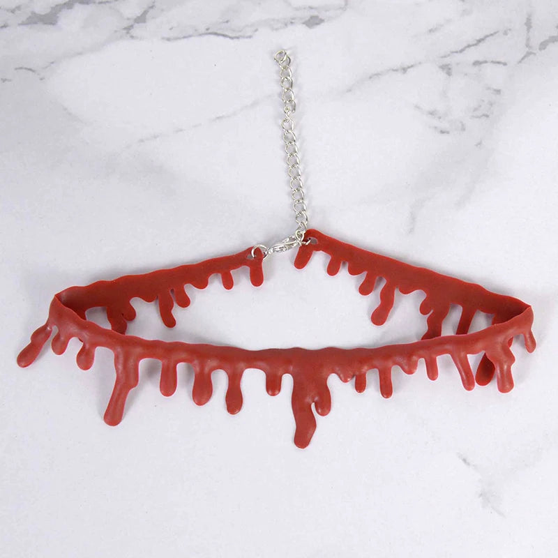 Halloween Decoration Bloody Necklace Horror Dripping Blood Collar Necklace Fake Blood Vampire Clown Costume Necklace Accessories