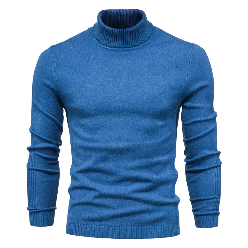 New Quality Winter Mens Sweaters Casual Turtleneck Thick Pullovers Solid Color Warm Slim Fit Turtleneck Sweaters Pullover Men