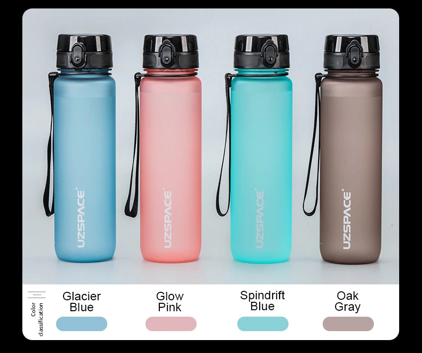 UZ Sports Water Bottle BPA Free Portable Leakproof Shaker Bottle Tritan Plastic Drinkware 500/1000ML Jug for Camping Gym School