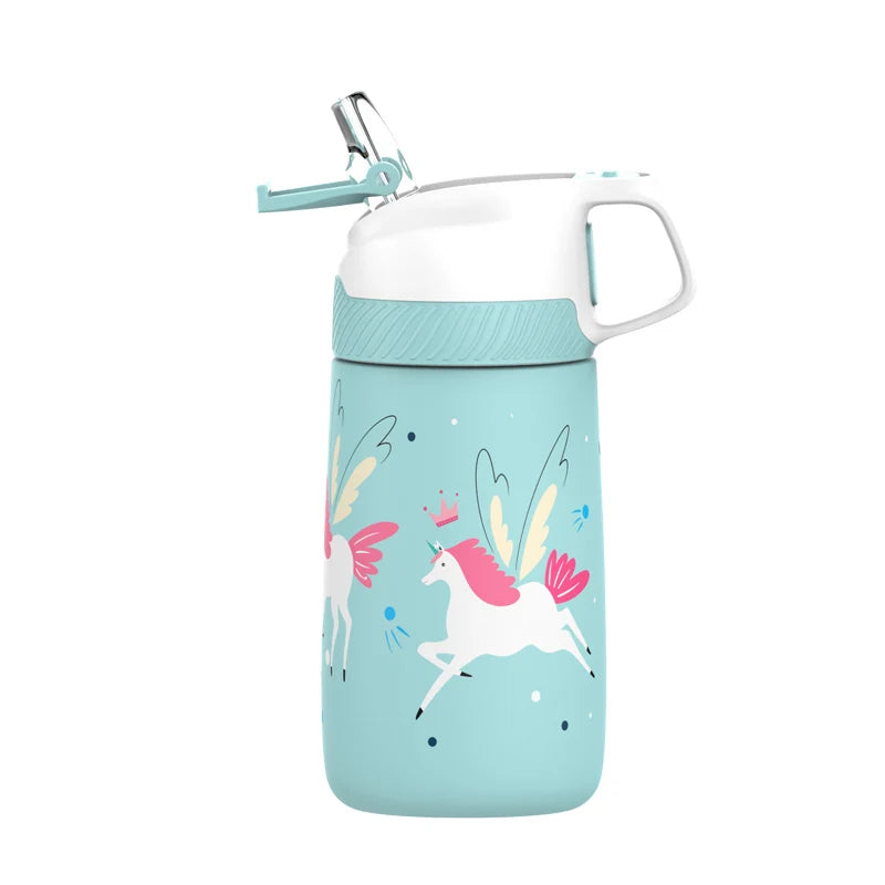 FJbottle water bottle for children ,Vacuum Flacks for girls, thermos Bottle With Healthy Straw And BPA Free,350ML