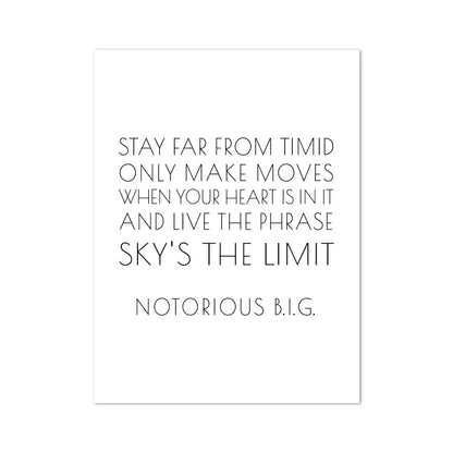Biggie Smalls Notorious B.I.G Posters and Prints Hip Hop Music Lyrics Quote Black White Wall Art Canvas Painting Home Decor