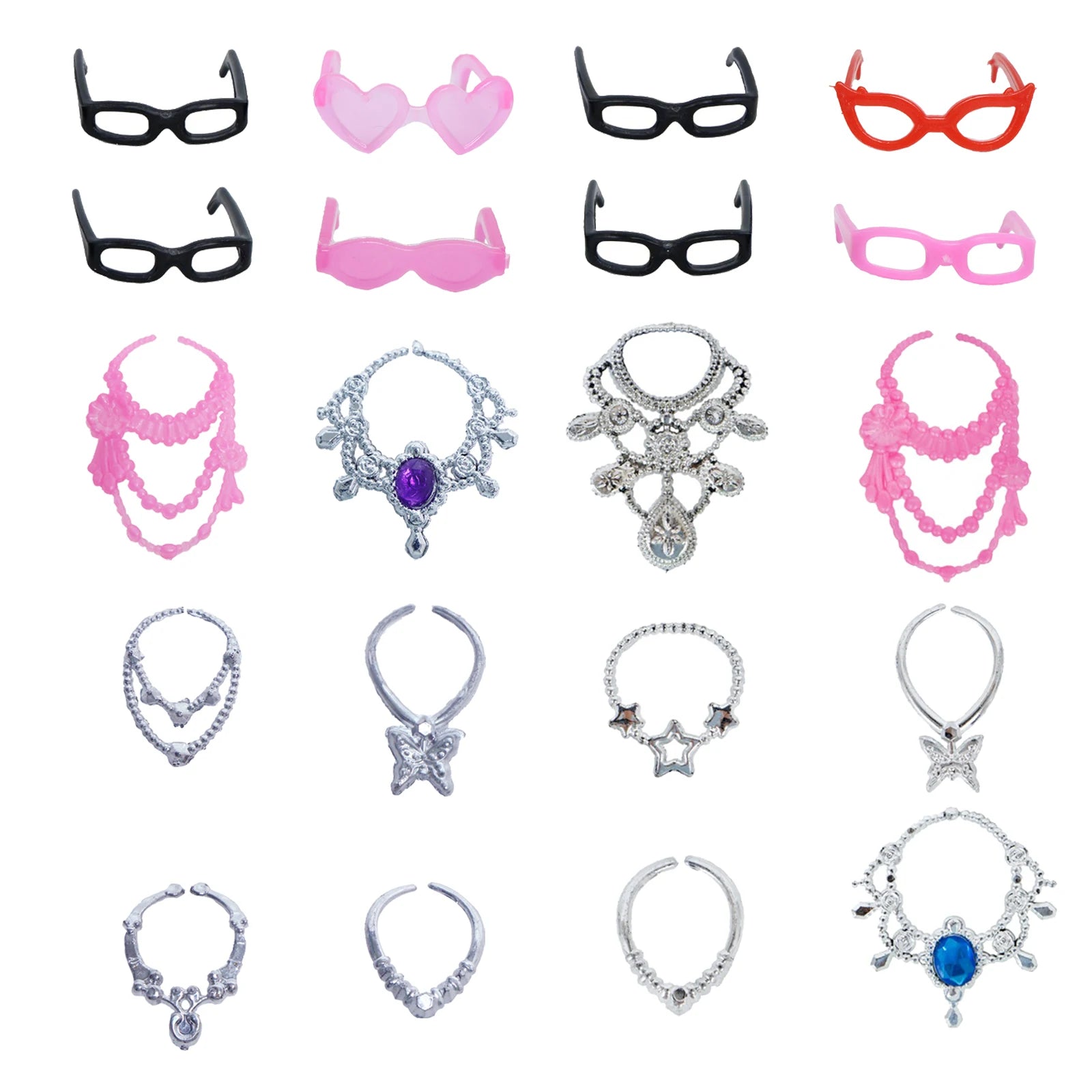 32 Item/Set Ba Doll Bie 11.5 inch Doll Accessories=10 Mix Dress+ 4 Glasses+ 6 Necklaces+2 Handbag+ 10 Shoes Clothes 11.8'' Doll