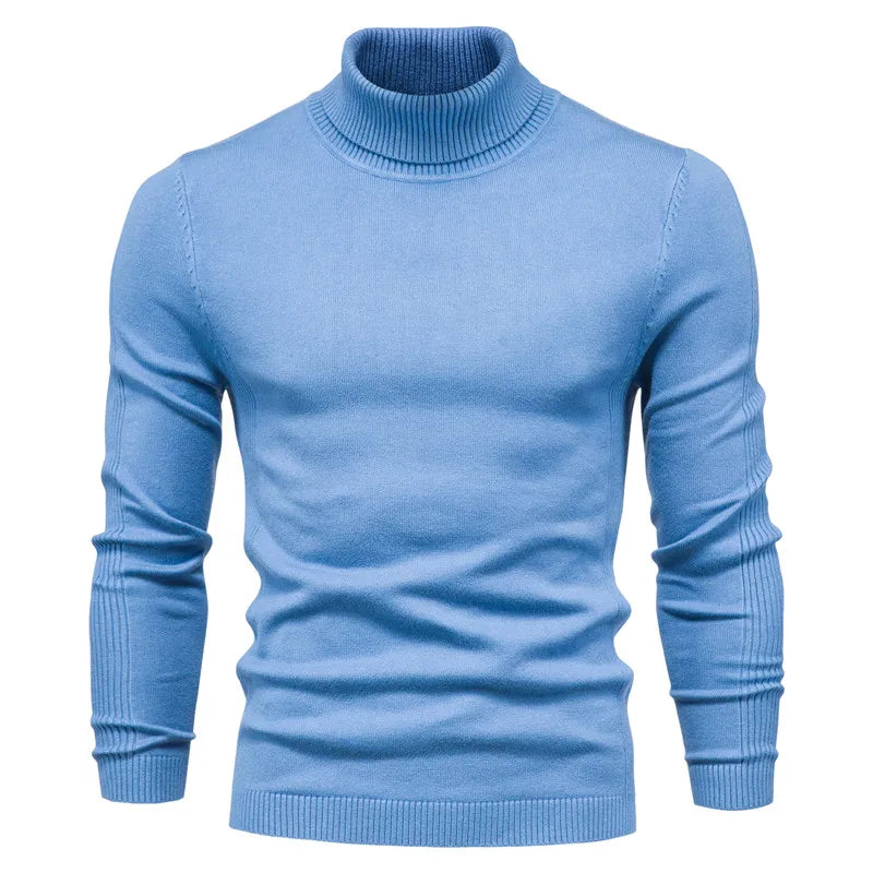 New Quality Winter Mens Sweaters Casual Turtleneck Thick Pullovers Solid Color Warm Slim Fit Turtleneck Sweaters Pullover Men