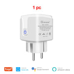 GIRIER Tuya Smart Wifi Plug 20A Remote Control Smart Socket Outlet EU Power Monitor Timer Function Works with Alexa Google Home