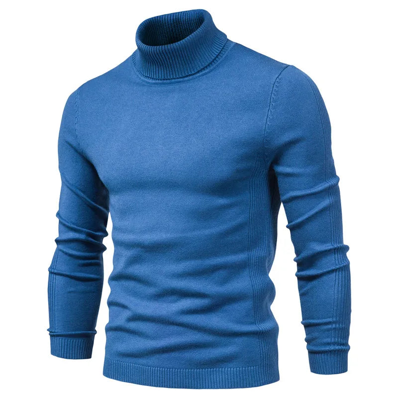 New Quality Winter Mens Sweaters Casual Turtleneck Thick Pullovers Solid Color Warm Slim Fit Turtleneck Sweaters Pullover Men