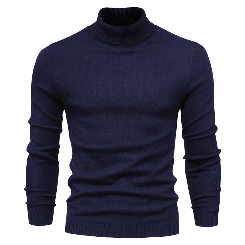New Quality Winter Mens Sweaters Casual Turtleneck Thick Pullovers Solid Color Warm Slim Fit Turtleneck Sweaters Pullover Men