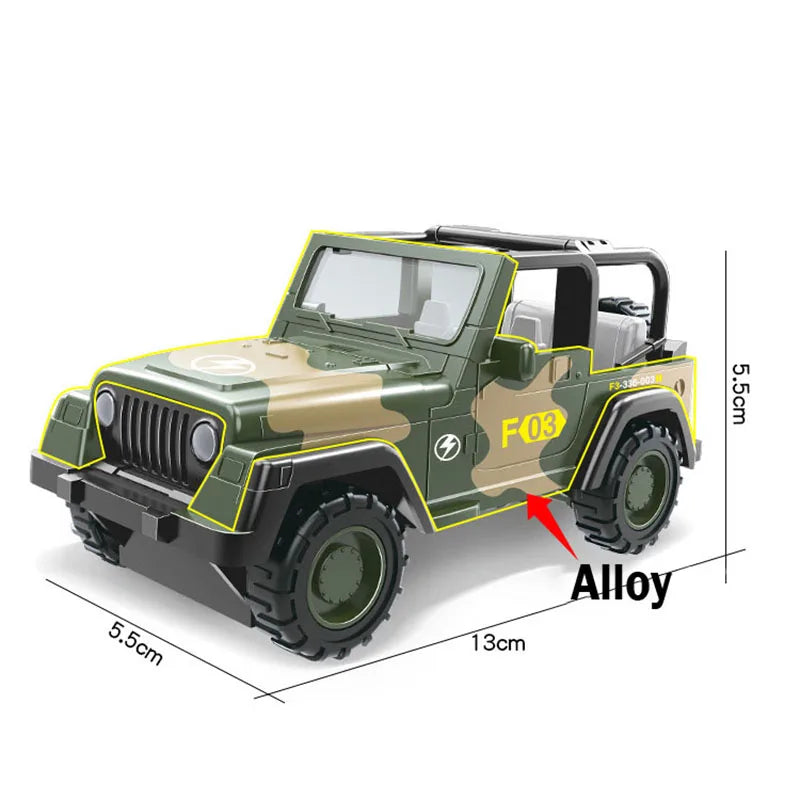 Alloy Metal Car Clockwork Simulation Military Armed Tank Armored Vehicle Car Truck Children's Toy Model Helicopter