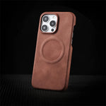 Business Design Magnetic Charging Shockproof Lambskin Artificial Leather Cell Phone Case for iPhone