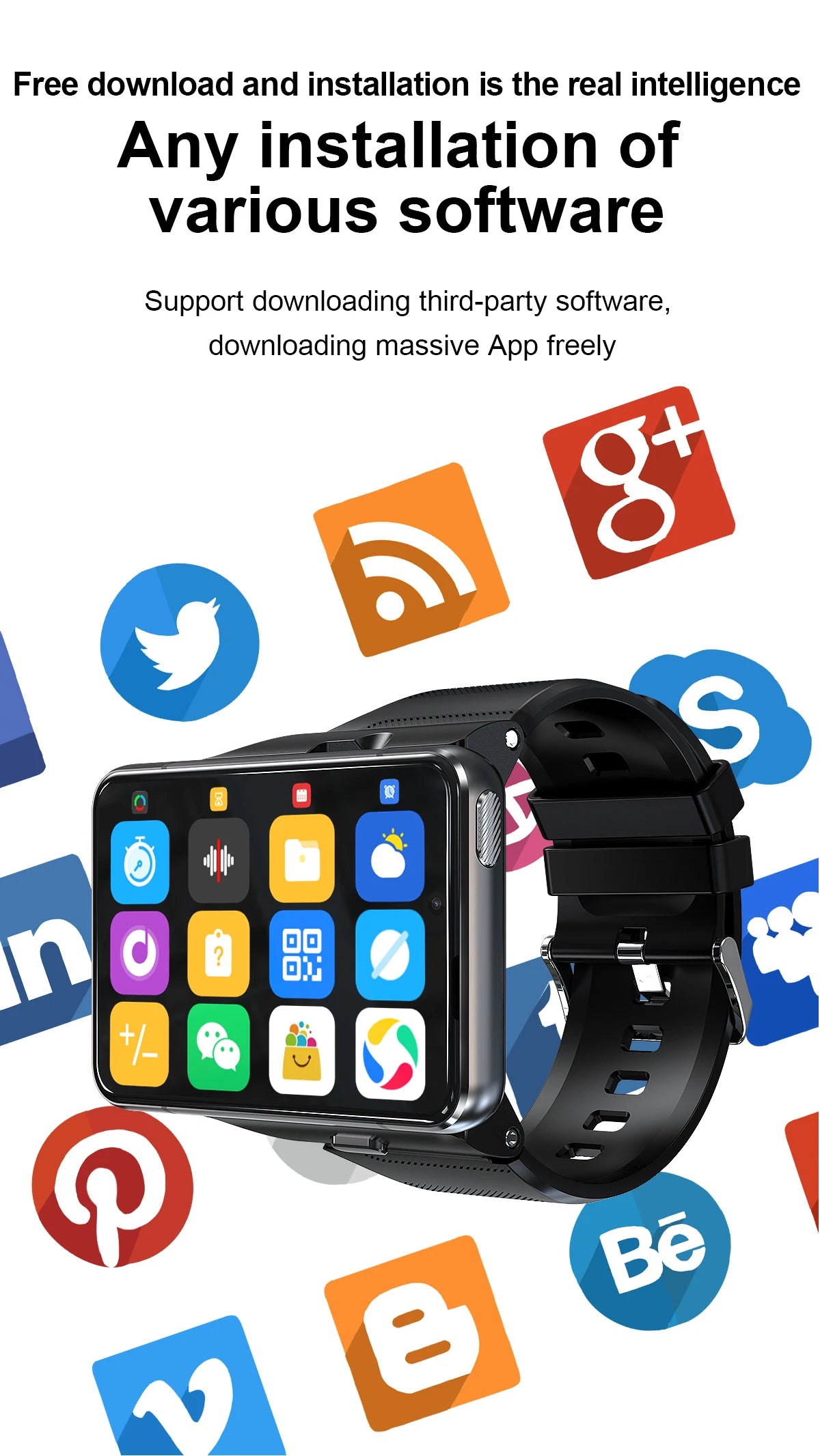 2025New 4G Sports SmartWatch S999 2.88 Inch Quad Core Android 9.0 OS Smartwatch 2300 MAh 13MP Camera 4GB/64GB Heart Rate Monitor