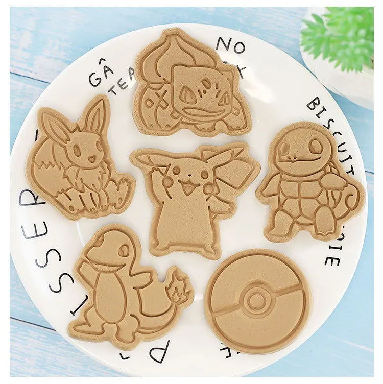 New 6pcs/Set Pokemon Figures Cookie Cutters Cartoon DIY Bakery Mold Biscuit Press Stamp Embosser Sugar Pasty Cake Mould Toys