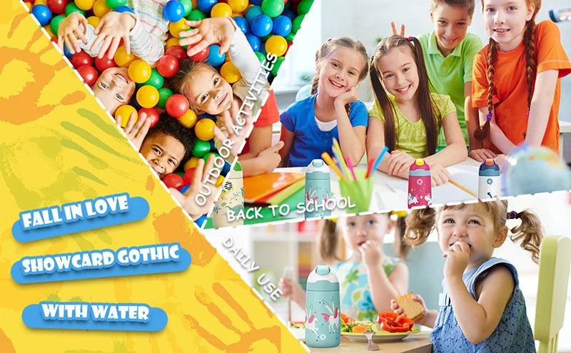 FJbottle water bottle for children ,Vacuum Flacks for girls, thermos Bottle With Healthy Straw And BPA Free,350ML