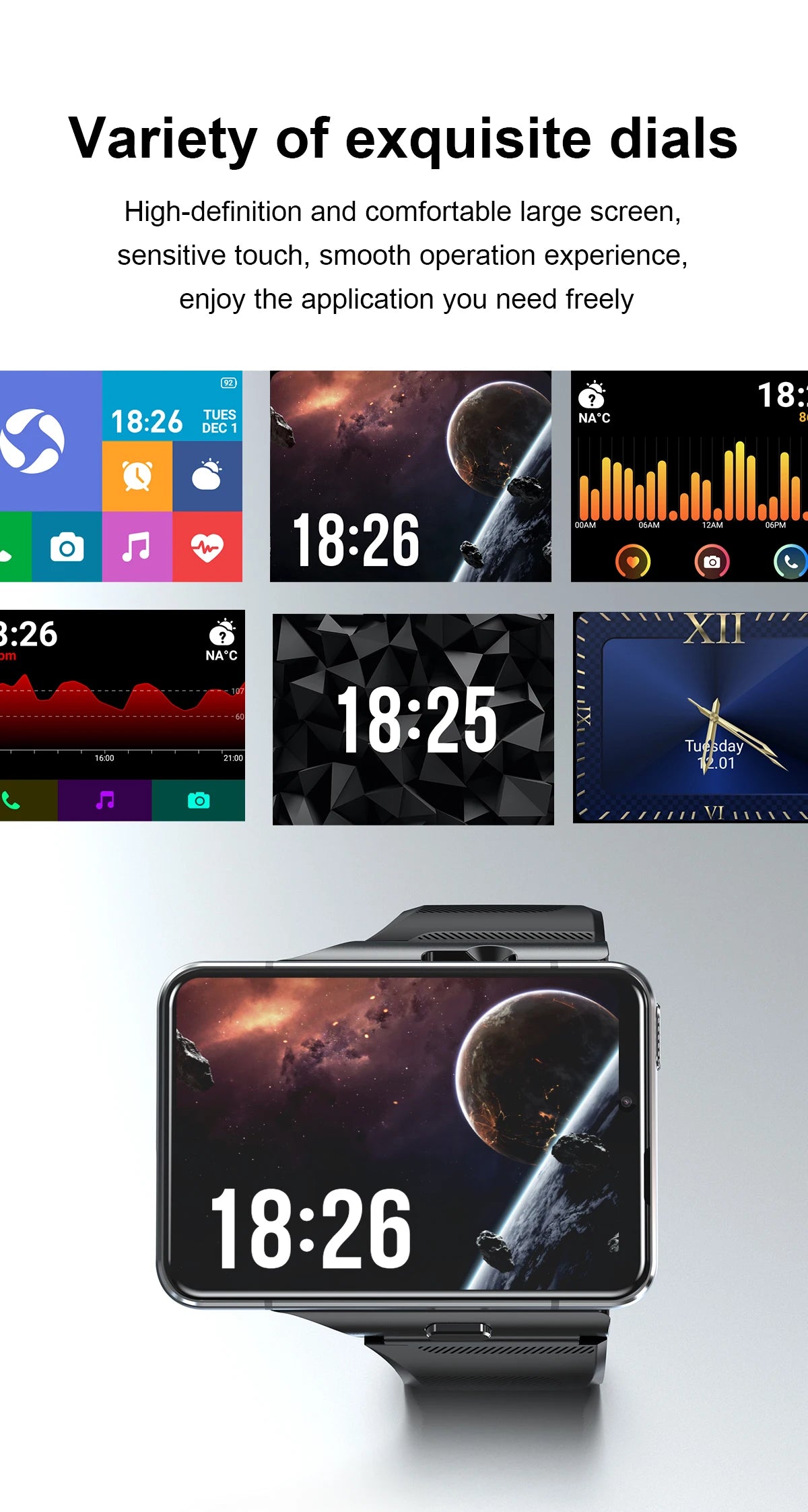 2025New 4G Sports SmartWatch S999 2.88 Inch Quad Core Android 9.0 OS Smartwatch 2300 MAh 13MP Camera 4GB/64GB Heart Rate Monitor