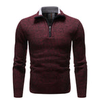 Autumn Winter Casual Sweaters Men Half High Collar Zippers Warm Fleece Pullovers Mens Thick Warm Knitted Sweater Men Pullovers