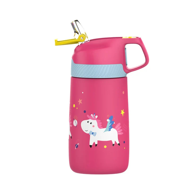 FJbottle water bottle for children ,Vacuum Flacks for girls, thermos Bottle With Healthy Straw And BPA Free,350ML