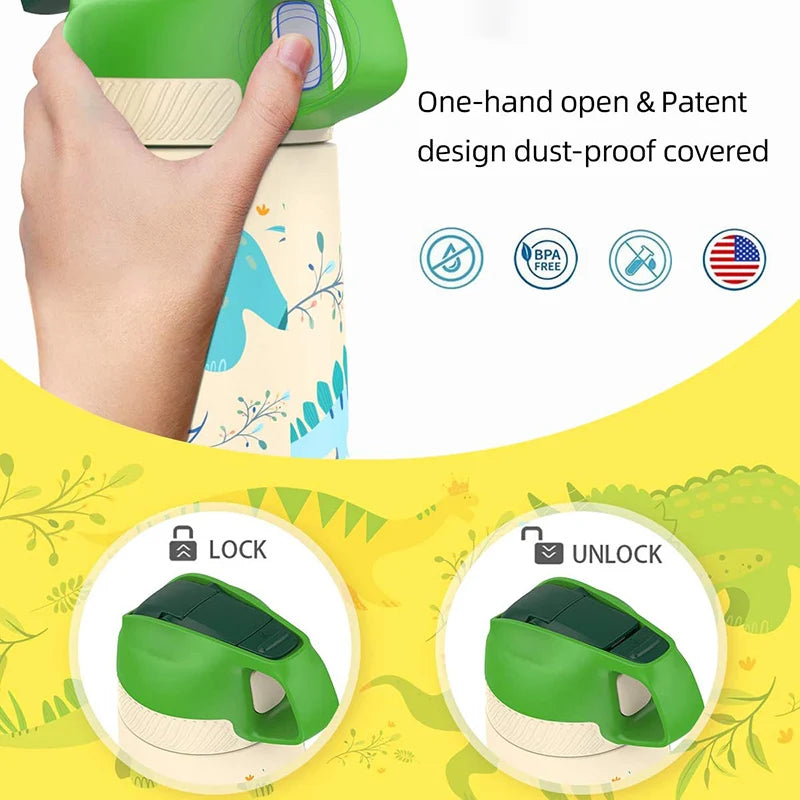 FJbottle water bottle for children ,Vacuum Flacks for girls, thermos Bottle With Healthy Straw And BPA Free,350ML