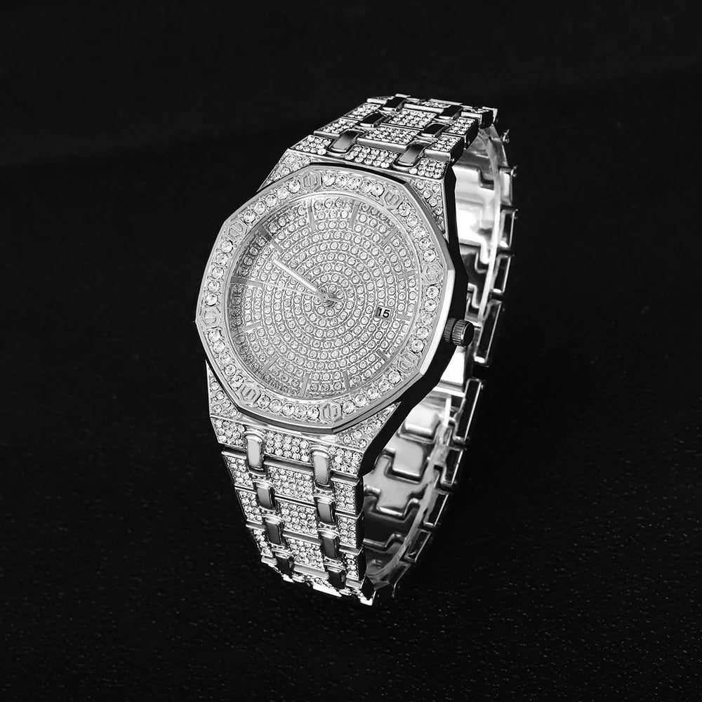 Iced Out Watch for Men Gold Watch for Men Hip Hop Fashion Cool Bling Bling Gold Diamond Luxury Mens Watch Dropshipping Relogio