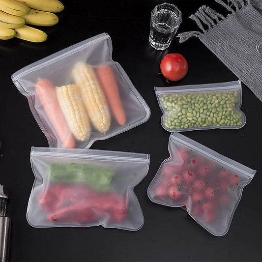 Sacs de conservation alimentaire réutilisables en silicone – Étanches, tiennent debout et ferment avec une fermeture éclair