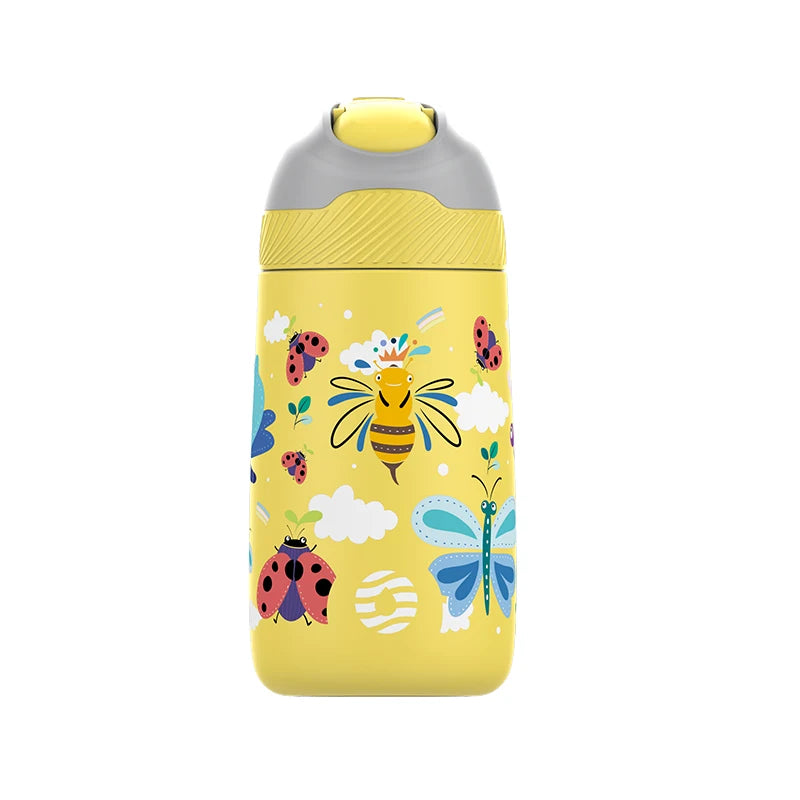 FJbottle water bottle for children ,Vacuum Flacks for girls, thermos Bottle With Healthy Straw And BPA Free,350ML
