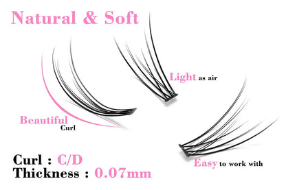 Kimcci 120pcs Premium Mink Individual Dovetail Eyelash Extension Natural 3D Cluster Eyelashes Professional Makeup Flared Lashes