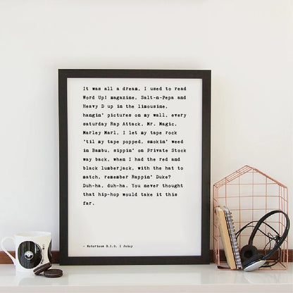 Biggie Smalls Notorious B.I.G Posters and Prints Hip Hop Music Lyrics Quote Black White Wall Art Canvas Painting Home Decor