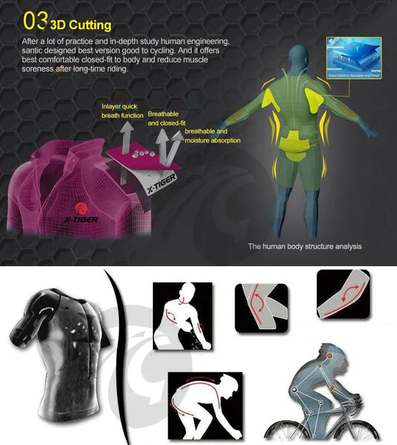 X-Tiger Pro Cycling Jersey Set Summer Cycling Wear Mountain Bike Clothes Bicycle Clothing MTB Bike Cycling Clothing Cycling Suit