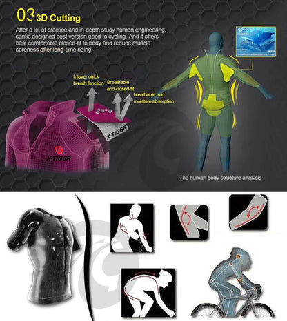 X-Tiger Pro Cycling Jersey Set Summer Cycling Wear Mountain Bike Clothes Bicycle Clothing MTB Bike Cycling Clothing Cycling Suit