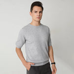 Fashion Menswear 100% Goat Cashmere 2021 Man O-Neck Pullovers Winter Sweaters Knitted Half Sleeve Hot Sale Standard Male Tops