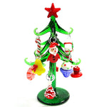 Custom Handmade Glass Christmas Tree Craft Figurines Ornaments Creative Xmas Decoration With 12pcs Cute Mini Pendant Accessories