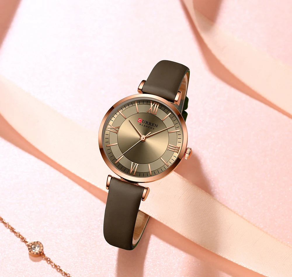 NEW CURREN Watches Women's Quartz Leather Wrsitwatches Fashionable Classic Clock with box