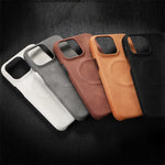 Business Design Magnetic Charging Shockproof Lambskin Artificial Leather Cell Phone Case for iPhone