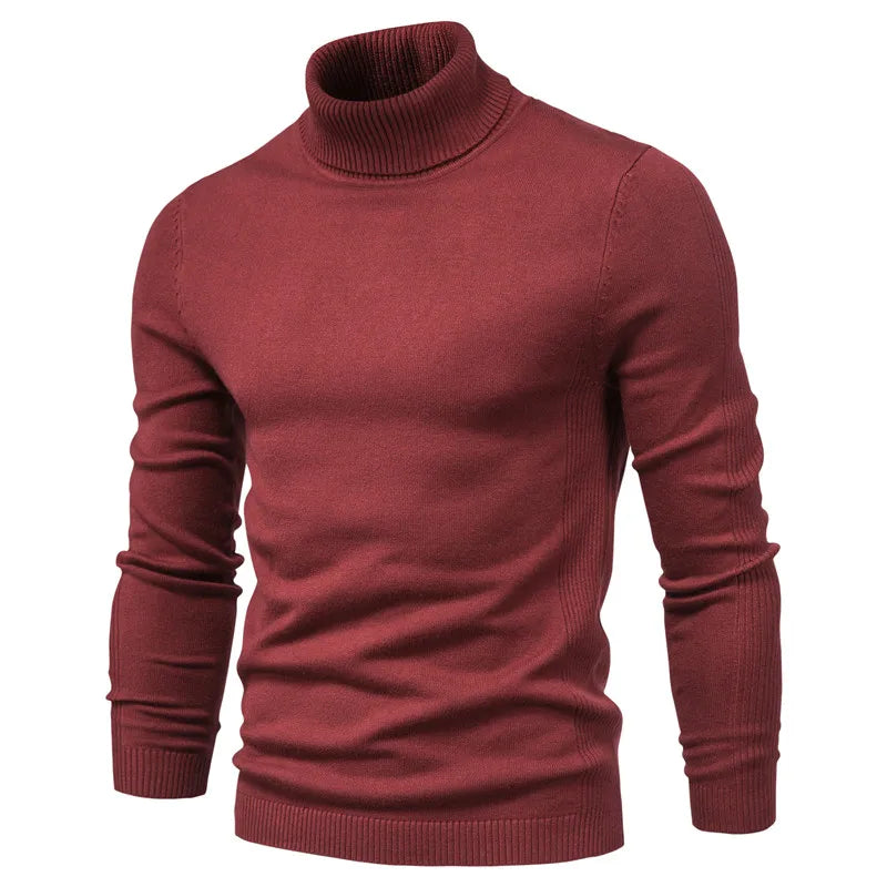 New Quality Winter Mens Sweaters Casual Turtleneck Thick Pullovers Solid Color Warm Slim Fit Turtleneck Sweaters Pullover Men