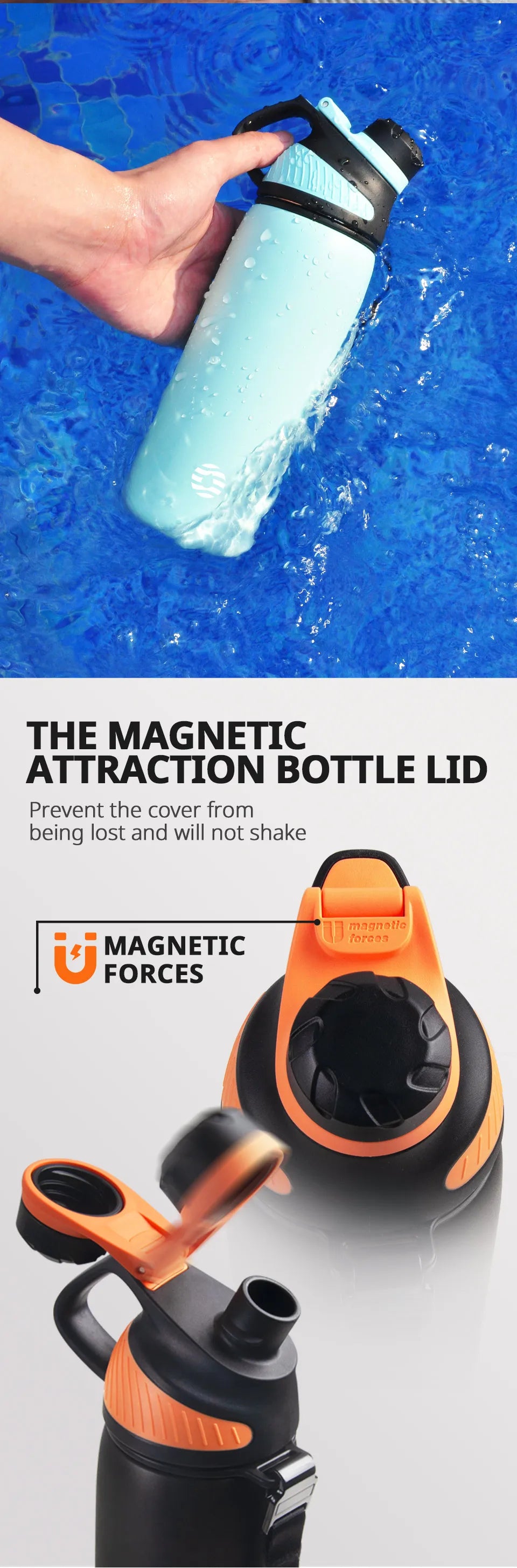 FEIJIAN Thermo bottle With Magnetic Lid Outdoor Sport Stainless Steel Water Bottle Keep Cold Insulated Vacuum Flask 1000ml