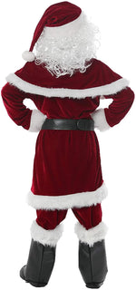 Man Santa Claus Suit Adult Christmas Cosplay Costume Red Deluxe Velvet Fancy 8pcs Set Xmas Party Family Costume Outfits