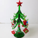 Custom Handmade Glass Christmas Tree Craft Figurines Ornaments Creative Xmas Decoration With 12pcs Cute Mini Pendant Accessories